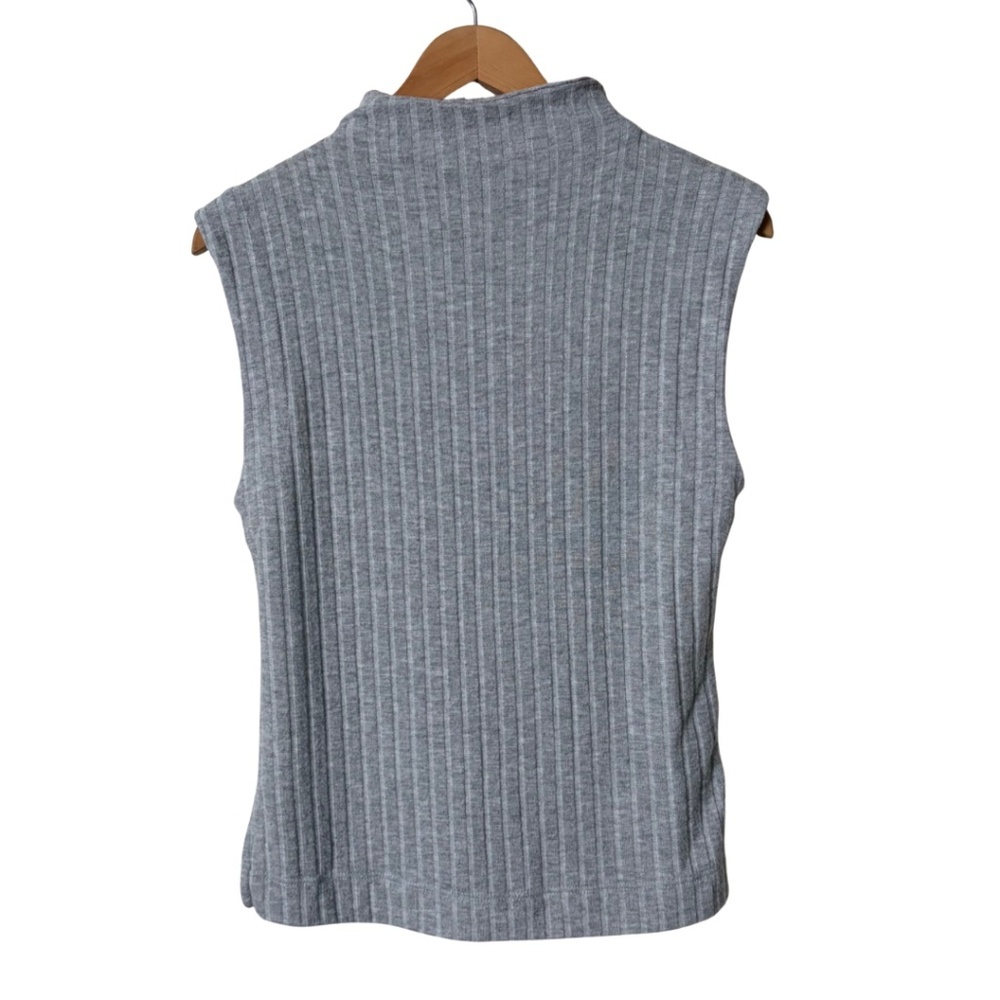Free People Babetown Mockneck Sleeveless Ribbed Gray Top, Large